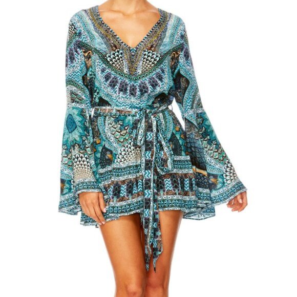 Camilla Turn On The Charm Wide Sleeve Playsuit Size Large b87 - Picture 9 of 13